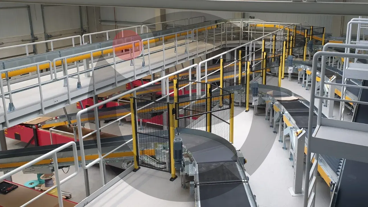 Logistics parcel sorting line conveyor drive wiring and local disconnect switches