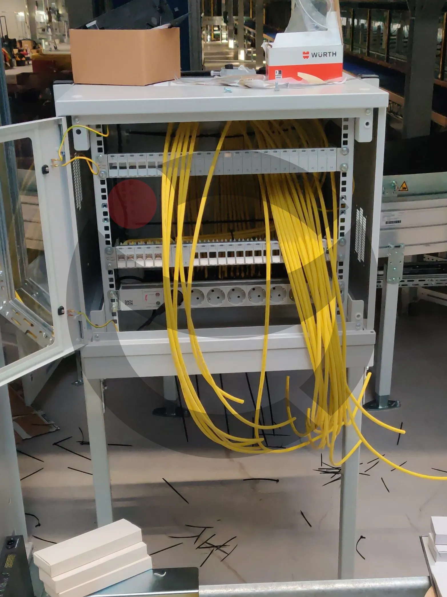 Industrial Ethernet and Profinet network cable dressing and patch panel termination