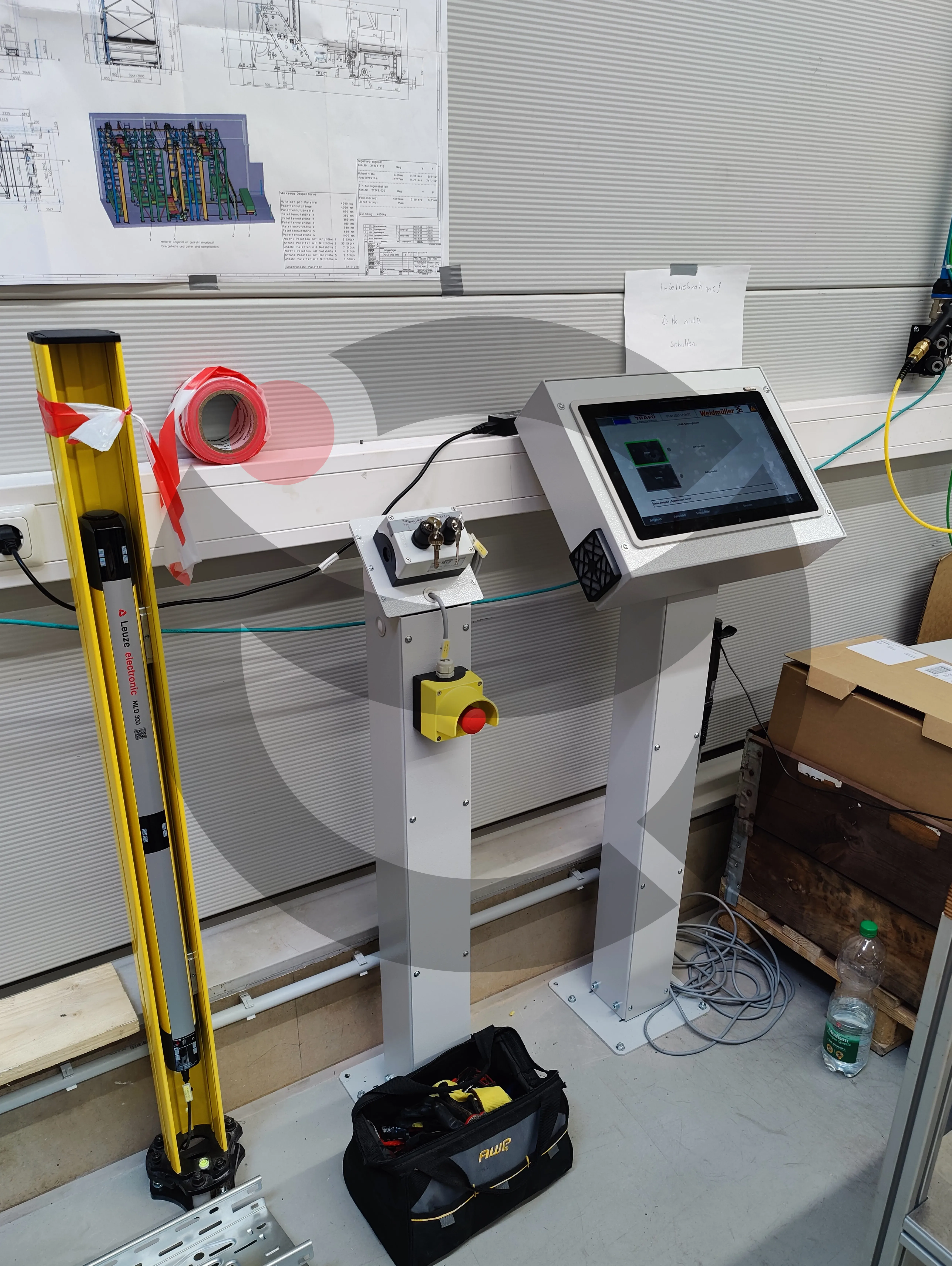 Machine HMI panel and optical safety light curtain commissioning