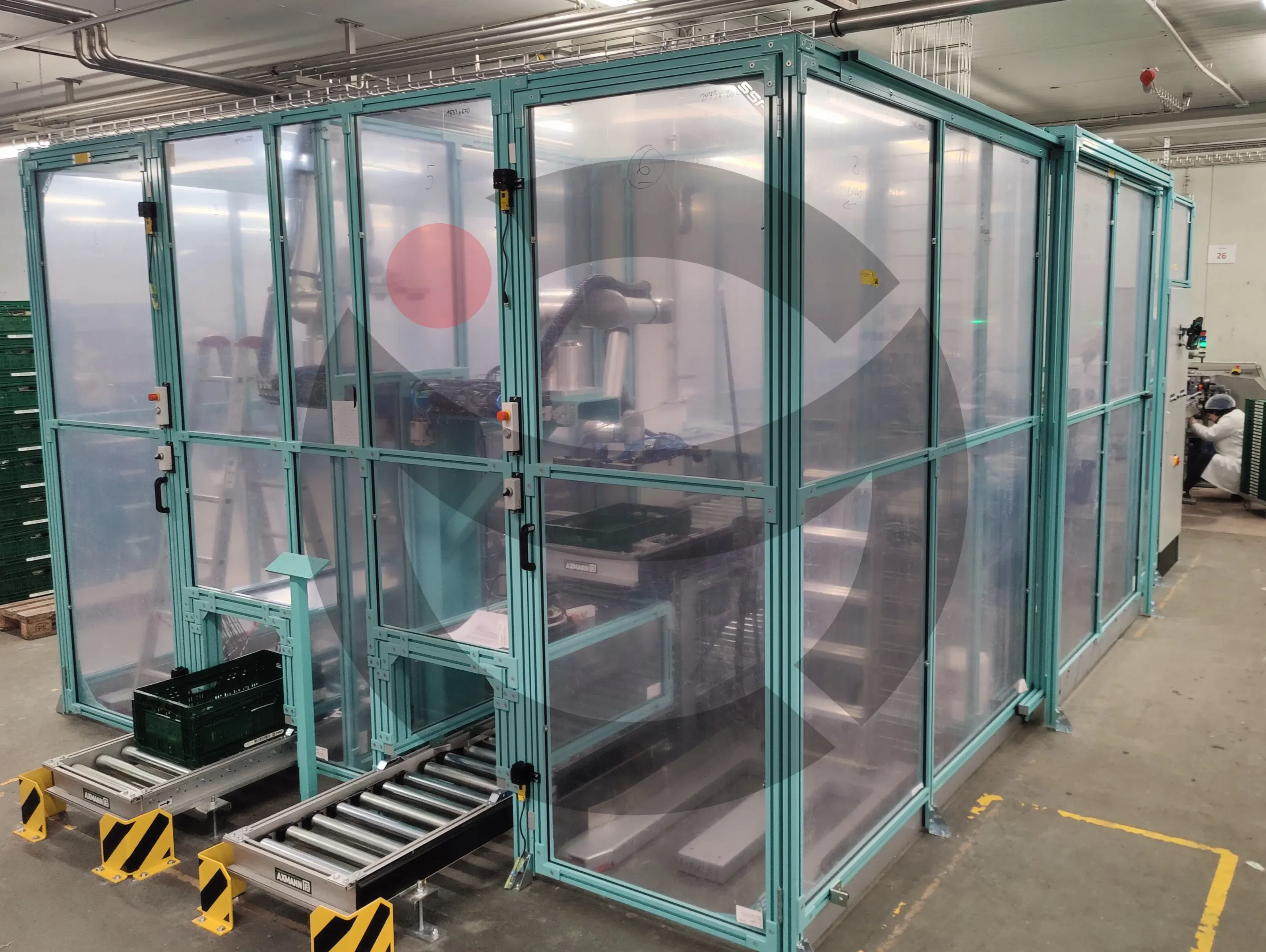 Food grade hygienic packaging line automation and stainless sensor cabling