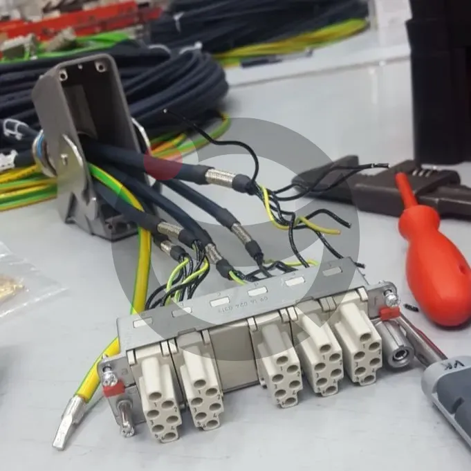 Precision multipin connector wiring and crimped contact assembly